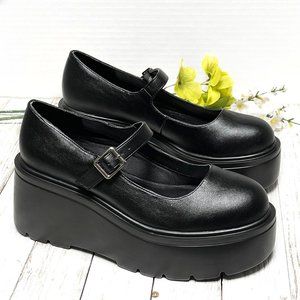 New Black Platform Mary Jane Wedge Platforms, size 7 by Bamboo Shoe Company